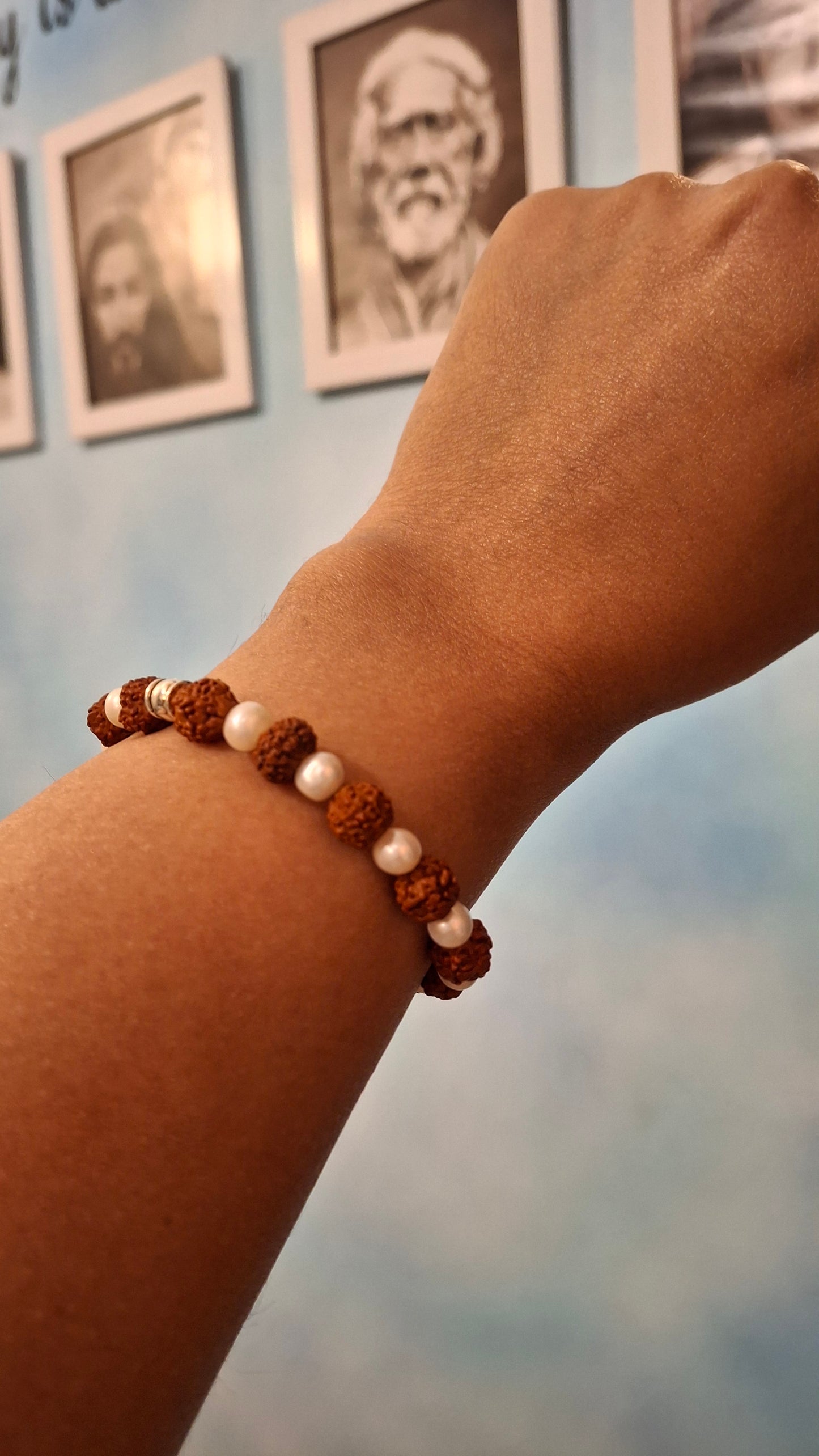 Rudraksha & Pearl Bracelet