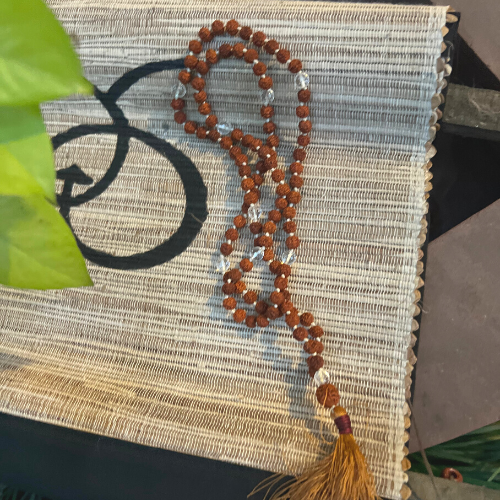 Rudraksha Kriya Mala with Crystal Counter Bead (Small Rudraksha)