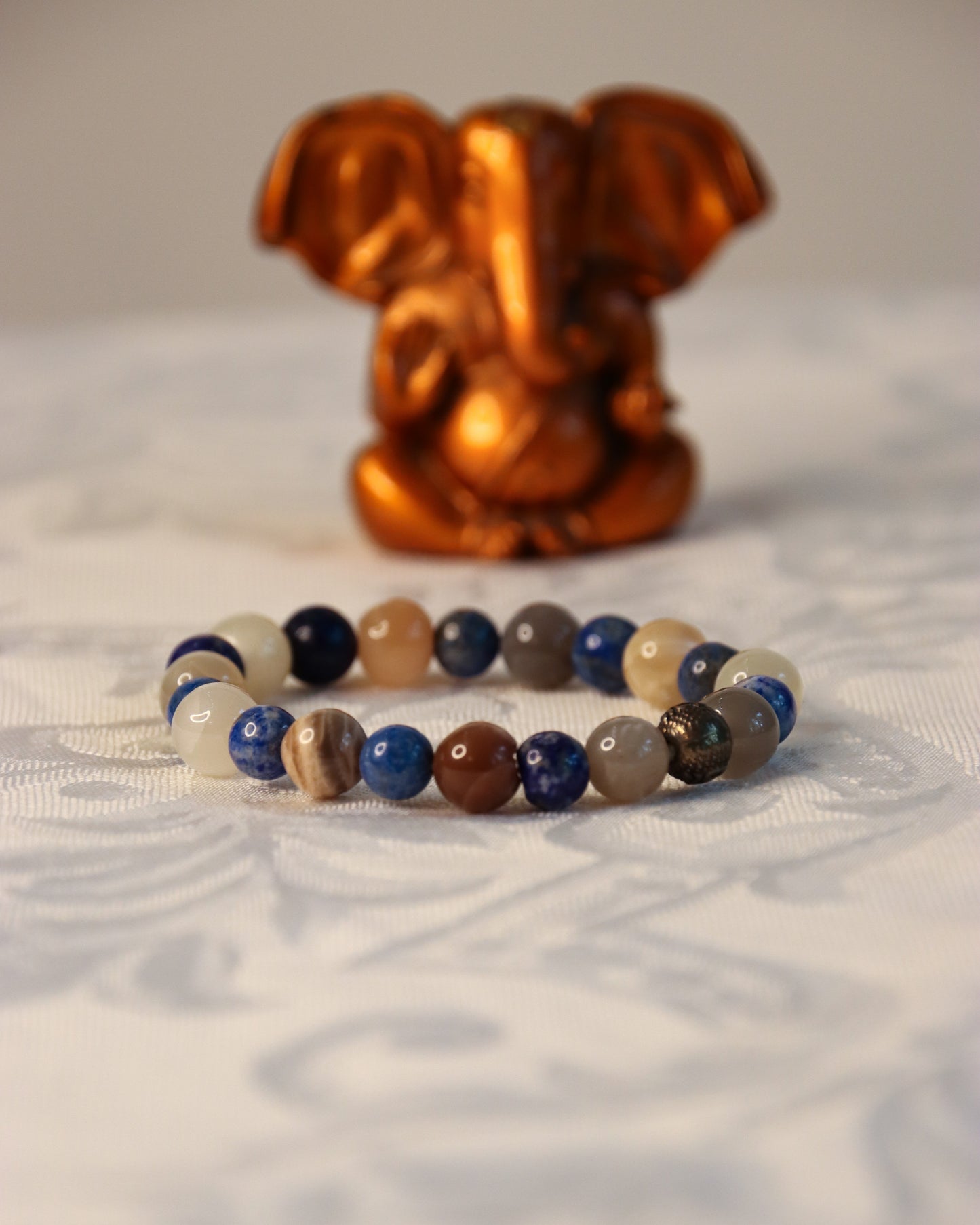 Aquamarine, Yellow Jade & Garnet Bracelet