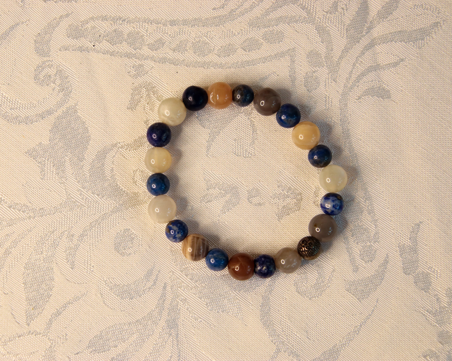 Aquamarine, Yellow Jade & Garnet Bracelet