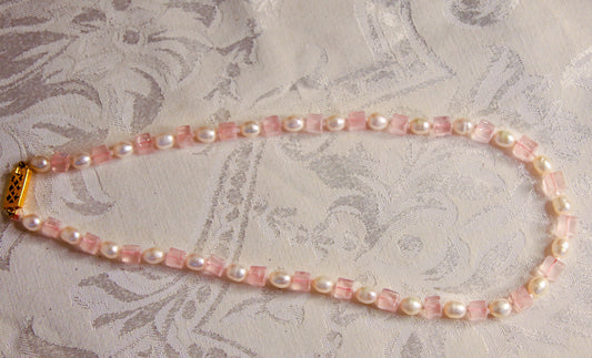 Rose Quartz with Pearl Mala