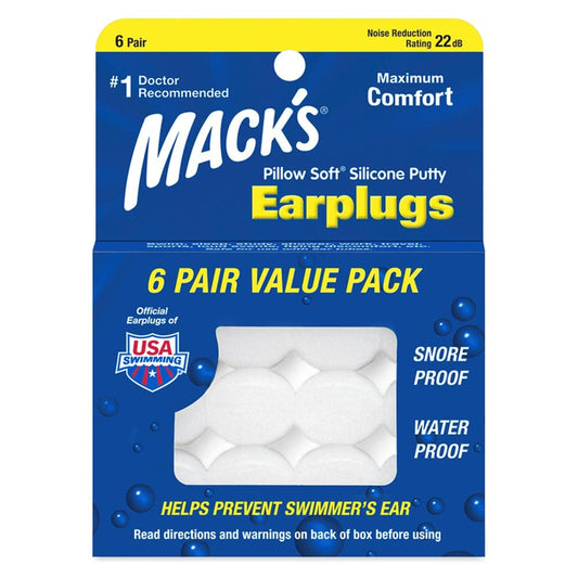 Mack's Silicone Earplugs - White - 6 Pair