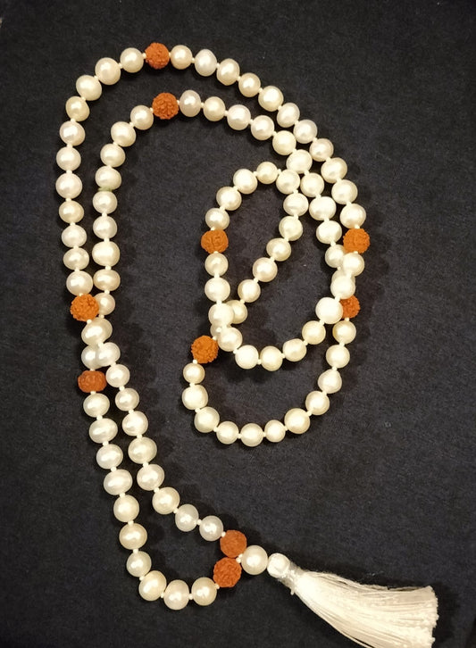 Pearl with Rudraksha Kriya Mala