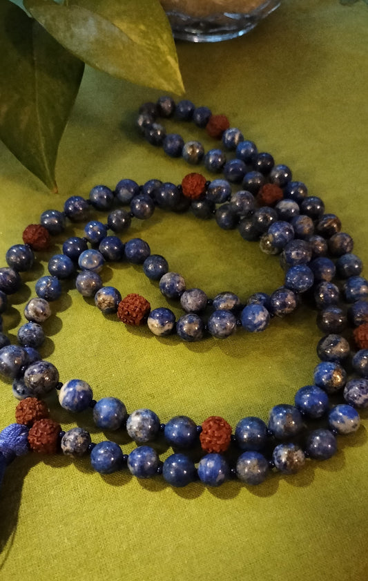 Lapis Lazuli with Rudraksha Kriya Mala