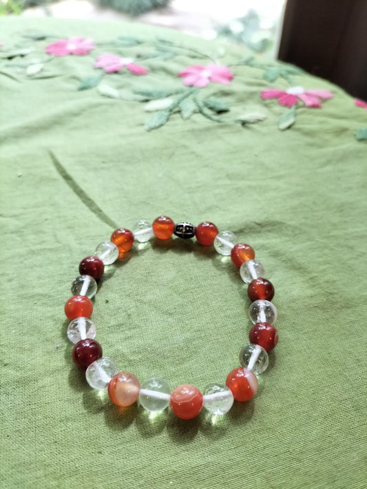 Clear Quartz With Carnelian Bracelet