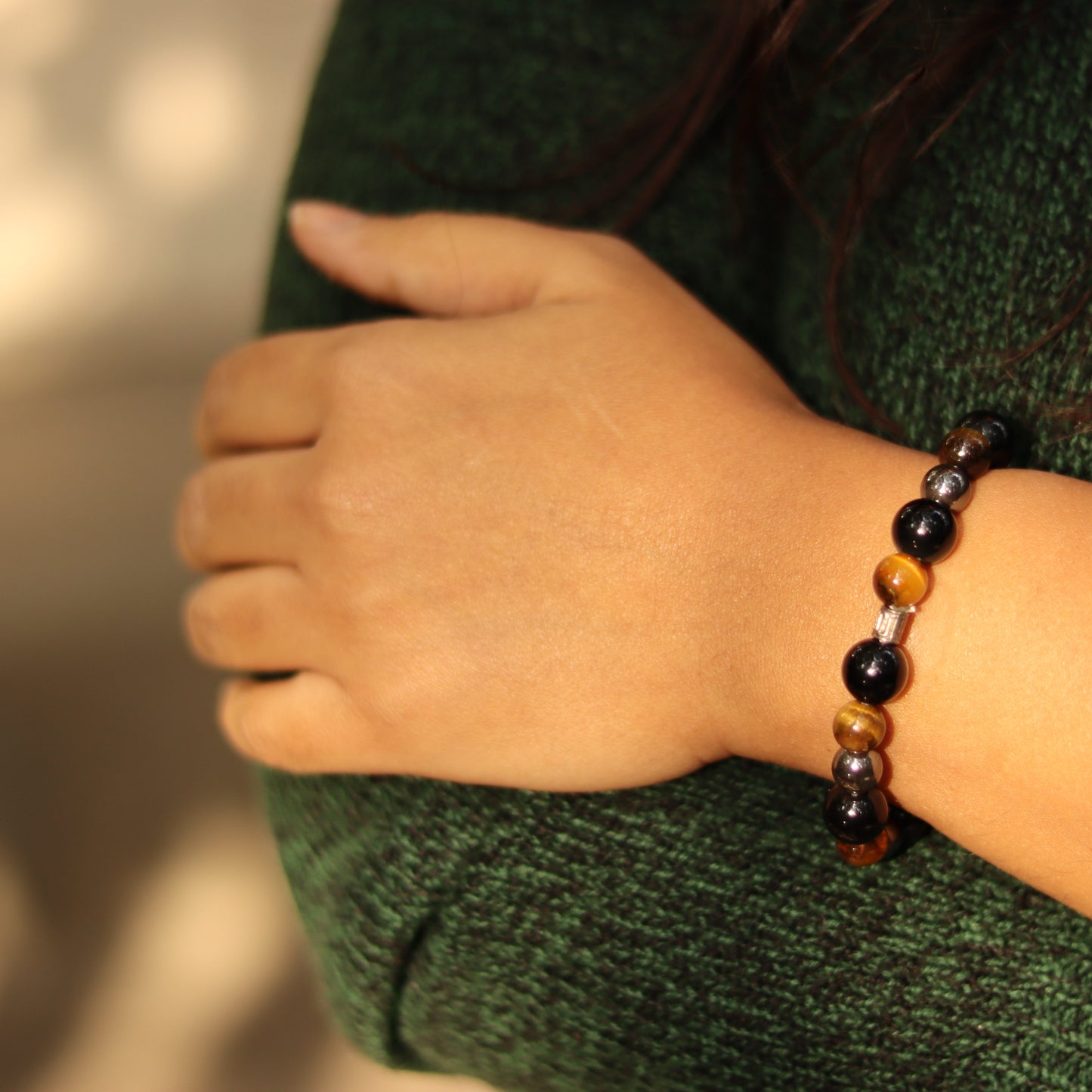 Triple Eye Protection Bracelet (Hematite, Black Obsidian & Tiger Eye)