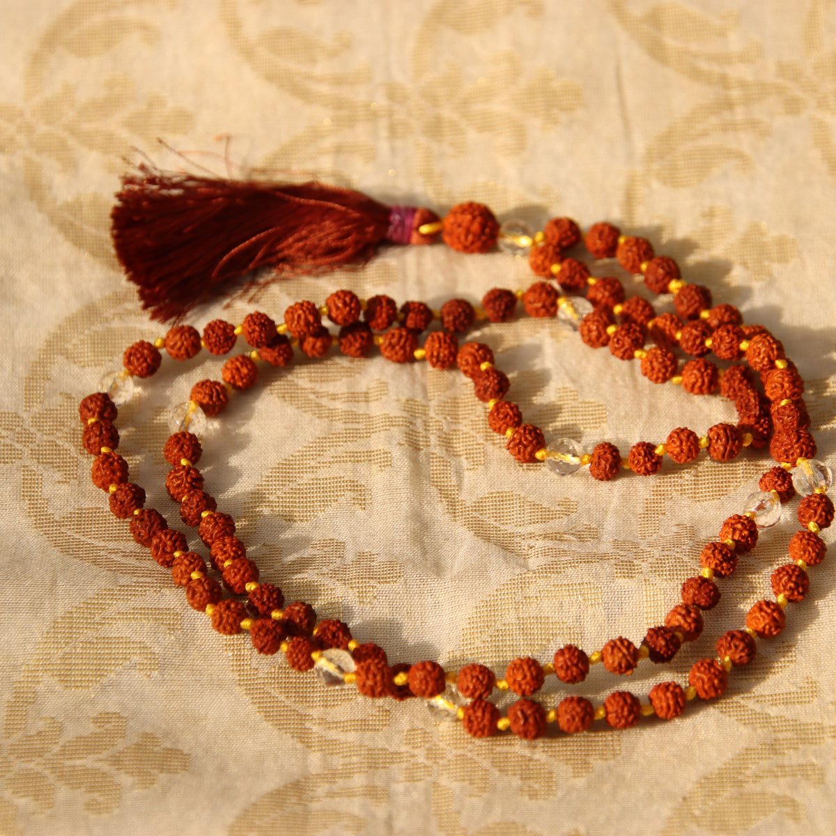 Rudraksha Kriya Mala with Crystal or Pearl Counter Bead (Big Rudraksha ...