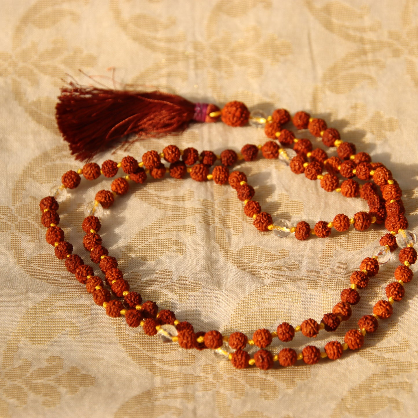 Rudraksha Kriya Mala with Crystal or Pearl Counter Bead (Big Rudraksha)