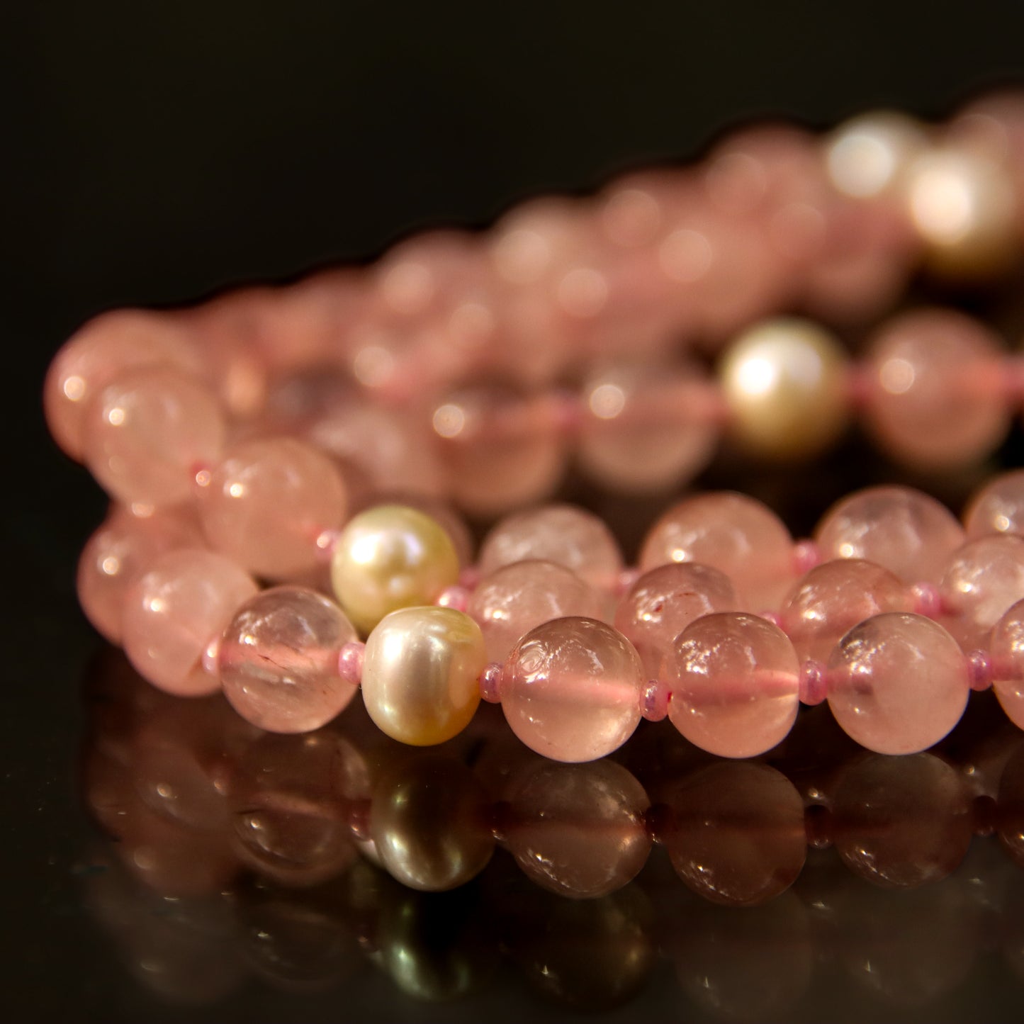 Rose Quartz with Pearl Kriya Mala