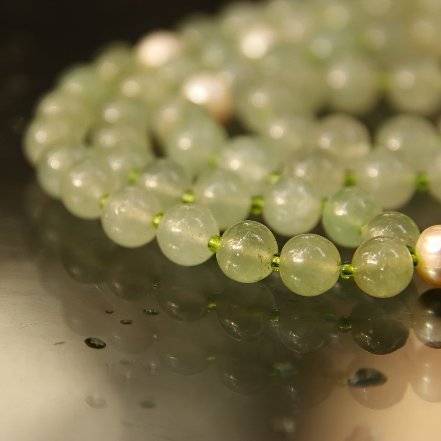 Green Aventurine with Pearl Kriya Mala