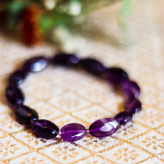 Amethyst Bracelet (Flat Oval Beads)