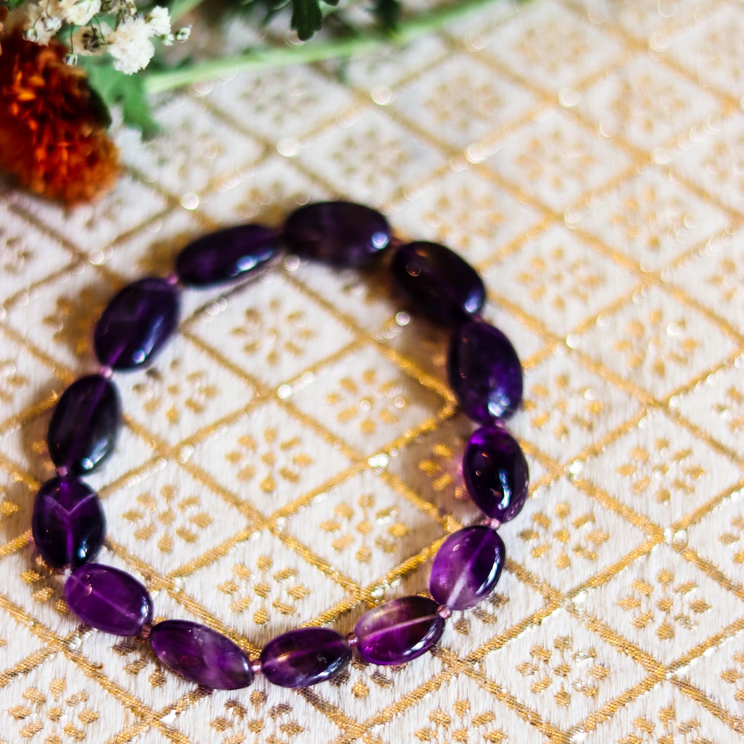 Amethyst Bracelet (Flat Oval Beads)