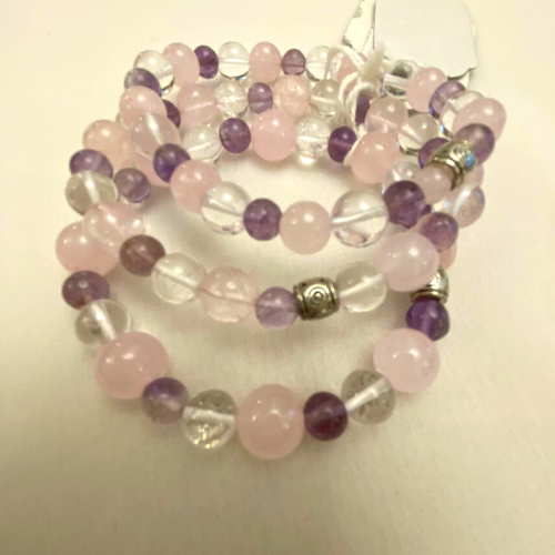 Amethyst with Crystal & Rose Quartz Bracelet
